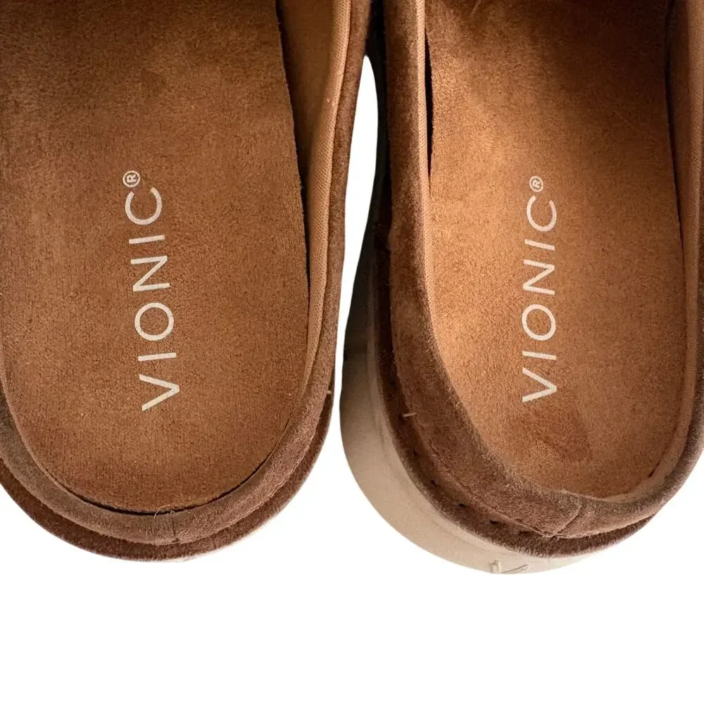 Vionic Mens Uptown Clog Tan Suede Slip On Mules Comfort Shoes Casual Preppy 8